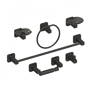 JUEGO DE ACCESORIOS 6 PIEZAS BAÑO NEGRO VAS