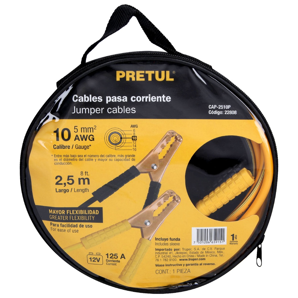 CABLES INICIAR BATERIA 2.5MT PRETUL