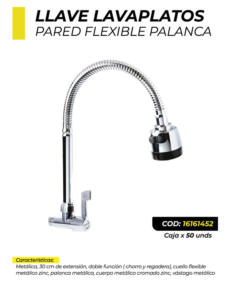 LLAVE LAVAPLATOS PARED  UNIFER