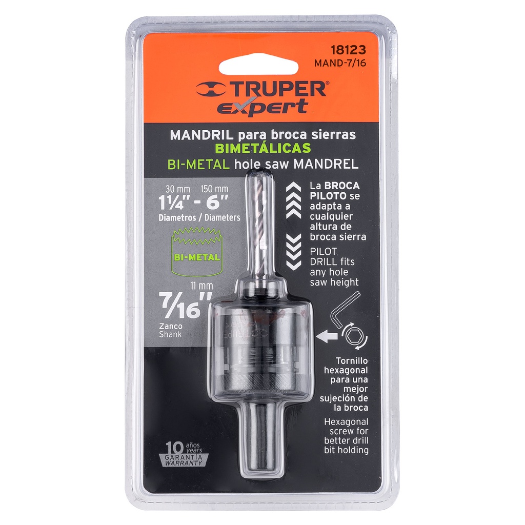 MANDRIL PARA SIERRA COPA METAL TRUPER 7/16"